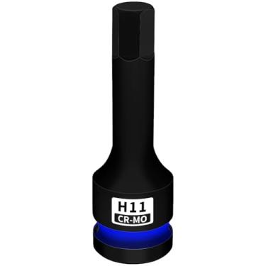 Imagem de JEUCLEL Soquete de broca de impacto hexagonal de 11 mm, soquete Allen de acionamento de impacto H8 de 1/2 polegada, adaptador de chave de fenda hexagonal com alongamento de aço Cr-Mo para chaves