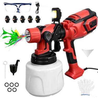 Imagem de Pistola de Pintura Elétrica Profissional,1400ML, com 6 Bicos e 3 Regulações de Spray e Empunhadura Emborrachada,Pulverizador de Tinta para Parede, Móveis, Carro e Projetos DIY (220, Volts)