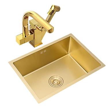 Imagem de Pia de cozinha. Contador de tigela única para preparar com torneira removível multifuncional e kit de instalação de encaixe ou montagem inferior