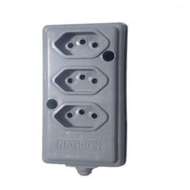 Imagem de Tomada Barra Naticon Tripla 20A 2 Polos +Terra Cinza 610