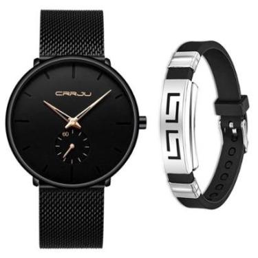 Imagem de Relógio Masculino Casual Luxo Ultra Fino + Pulseira Metal-Masculino