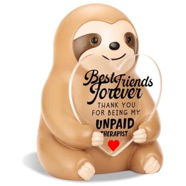 Imagem de Vivopisew Estatueta de preguiça engraçada, presentes inspiradores para melhores amigos para sempre, terapeuta não remunerado, presentes emocionais de preguiça fofa para irmã melhor amiga, aniversário