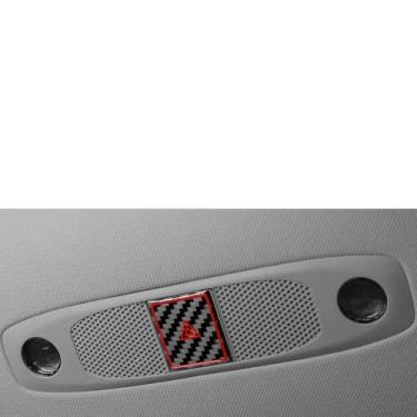 Imagem de BETTERHUMZ Adesivo de fibra de carbono para interior de carro compatível com Tesla Model 3 2023-2020 modelo Y 2024-2020 botão de aviso de teto guarnição acessórios de capa de luz de leitura (preto)