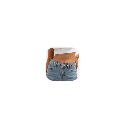 Imagem de Cinto de corrente de metal oco – Cinto de barriga oval ajustável para verão e praia acessório de corrente para mulheres, jeans, vestidos, roupa de festival, Medium, liga metálica, Sem Pedra Preciosa