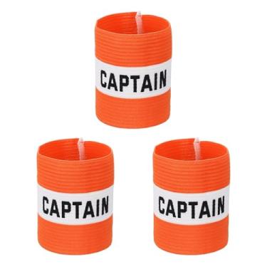 Imagem de YELARXI Braçadeira Capitão, Braçadeira de Capitão de Futebol Elásticas Ajustáveis Braçadeiras Líder Team Sport Rugby Player Band 10,4 x 8,6 cm e Laranja/Branco e 3 peças Adequado para (Treinamento de