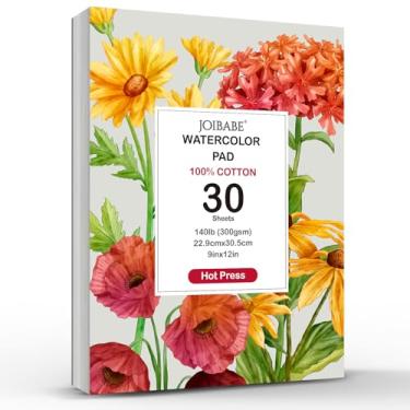 Imagem de Bloco de papel aquarela, 30 folhas de papel aquarela de 22 x 300 g/m2, bloco de cor de água rasgável de 63,5 kg/300 g/m2, aquarela 100% algodão para pintura artística e mídia mista