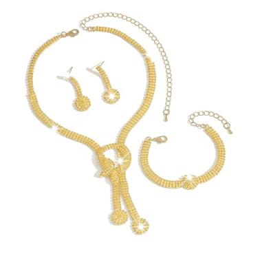 Imagem de OIDIMS Elegante conjunto de joias de noiva de zircônia cúbica de borboleta para mulheres, colar de gargantilha delicada, brinco com pingente de strass brilhante, pulseira de berloque para casamento