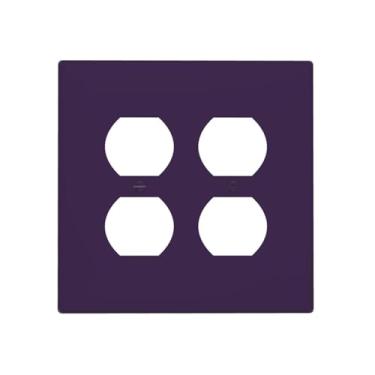 Imagem de Spshian Capas decorativas roxas escuras para interruptores de luz duplex de 2 gangs, capas decorativas Gfci para placa de parede, receptáculo elétrico, placa frontal para decoração de cozinha