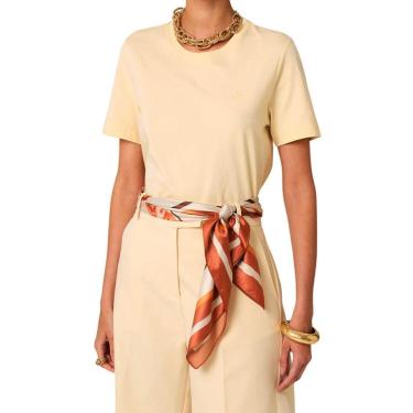 Imagem de Camiseta Feminina Dudalina MC Slim Amarelo Claro - 110670-Feminino