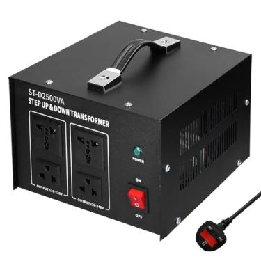 Imagem de Transformador de tensão, conversor de tensão, transformador degrau e descendente, transformador de tamanho compacto, conversor de tensão 2500 VA, eletrodomésticos portáteis, tensão potente