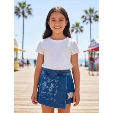 Imagem de Shorts Saia Jeans Minnie e Mickey Efeito Laser Animê-Feminino
