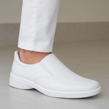 Imagem de Sapato Masculino Social Sem Cadarço Conforto - Bono Rock, Branco, 41