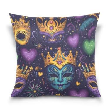 Imagem de ATTX Capas de almofada de máscara colorida de carnaval 50 x 50 cm capas decorativas com zíper para sala de estar sofá-cama (548)