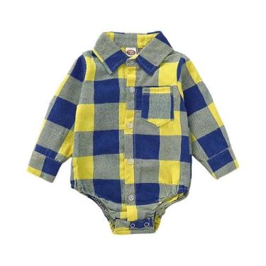 Imagem de Macacão De Bebê Menino Recém-Nascido Com Estampa Xadrez, Camisa De Man