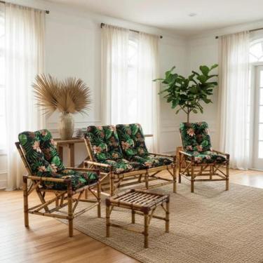 Imagem de Kit De Bambu De Alta Qualidade sofá + 2 Cadeiras E 1 Mesa De Centro - 