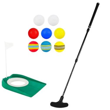 Imagem de 10 Putter de golfe ajustável para destros ou canhotos, mini taco de golfe bidirecional com bolas de golfe e copo de bandeira para adultos e crianças iniciantes (Conjunto 1)