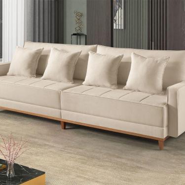 Imagem de Sofá Fixo 4 Lugares M-199 2,20m Molas Bonnel Almofadas Solta Creme