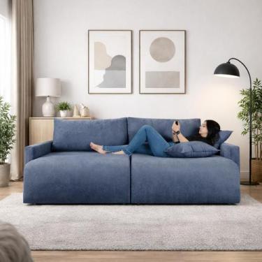 Imagem de Sofá Cama Living Retrátil Milão Com Almofadas Soltas 2,20 em Linho Cor
