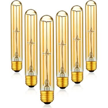 Imagem de Lâmpada tubular de LED regulável T10, lâmpada de LED Edison de tubo longo âmbar, 6W, equivalente a 60W, branco quente 2700K, base média E26, arandelas de parede com iluminação pendente, pacote com 6