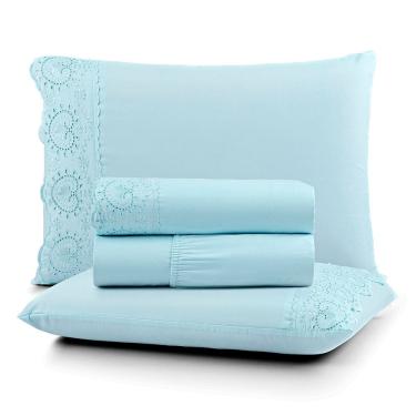 Imagem de Jogo Cama Casal Cherry Bordado Inglês 4pç 100% Poliéster - Az_Claro