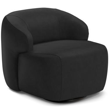 Imagem de Poltrona Decorativa Orgânica Giratória Para Sala Living Barolo L06 Couro Preto - Lyam Decor