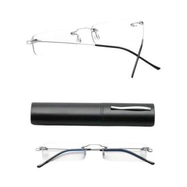 Imagem de Óculos De Leitura Masculinos Anti-luz Azul, Sem Aro, Quadrados, De Met