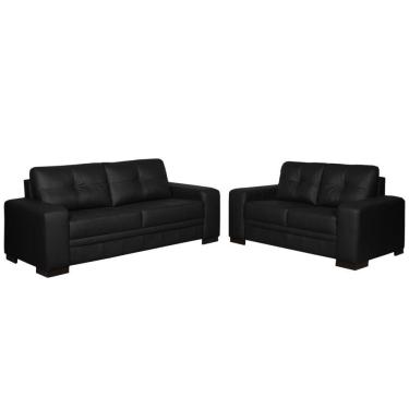 Imagem de Sofá 2 e 3 Lugares Milano Couro Preto Fosco Gran Belo