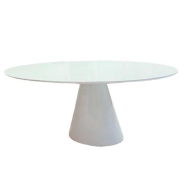 Imagem de Mesa De Jantar Cone Oval 140x90 Cm Tampo Laca + Vidro Branca Base Branca Cor Branco