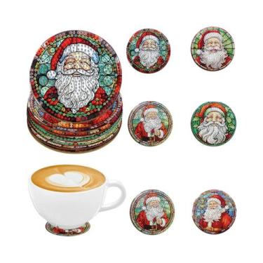 Imagem de Conjunto De 6 Porta-Copos De Madeira Antiderrapantes Com Arte Em Diama