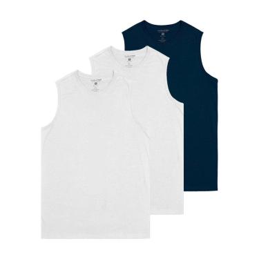 Imagem de Kit com 3 Camisetas Masculina Regata Malwee 1000004421 Azul Marinho-Masculino