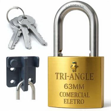 Imagem de Cadeado Trian-Gle 63mm C/ 3 Chaves Proteção Antifurto Robusto Resisten