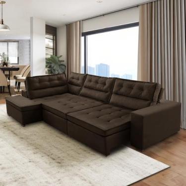 Imagem de Sofá de Canto Retrátil e Reclinável com Molas 3,40x2,00 Marília Suede 