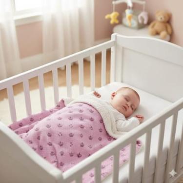 Imagem de Manta Sherpa Dupla Face Para Bebê Menina - Remi Enxovais, coroa poa ro
