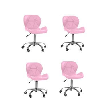 Imagem de Kit 4 Cadeiras Office Eiffel Slim Ajustável Oficial Rosa