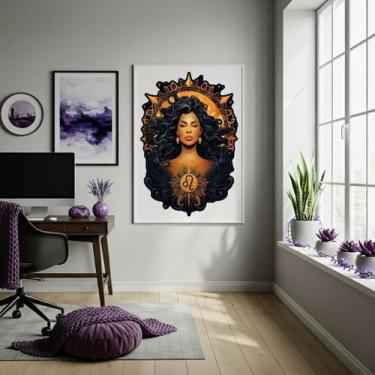 Imagem de Quadro Decorativo Arte Mística Leão 70X50Cm Mold Preta - Quadros On-Li