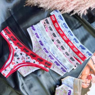 Imagem de Kit com 12 Calcinhas Pop Fio Dental Microfibra - Boutique da Bibs, M, 