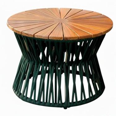 Imagem de Mesa de Centro Corda Náutica Tampo Madeira Monza em Alumínio Trama Ori