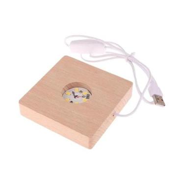 Imagem de Luminária LED De Madeira Sólida Com Suporte USB, Ornamento De Mesa DIY