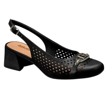 Imagem de Scarpin Dakota Sapato Feminino Vazado Salto Bloco D0082 Cor:PretoTaman