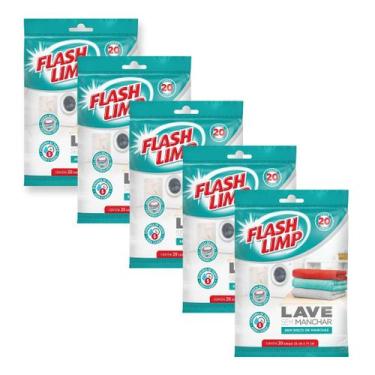 Imagem de Kit 5 Lave Sem Manchar Lenço Antimanchas para Roupas Coloridas Flash L
