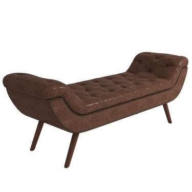 Imagem de Puff Recamier Calçadeira 140cm Pés Palito Madeira Venêto Z37 Sintético Marrom - Mpozenato