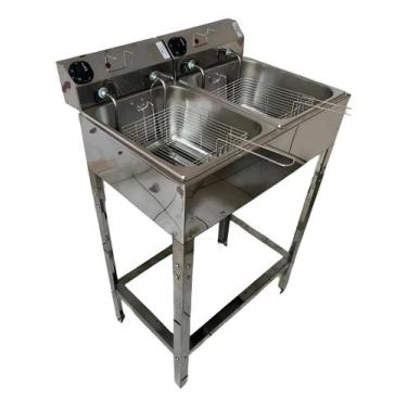 Imagem de Fritadeira Elétrica Profisional 10 Litros Com Suporte Inox Voltagem:12