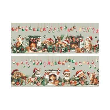 Imagem de Fita Adesiva Decorativa De Natal Com Tema De Gato Anime, 1 Rolo, PET, 