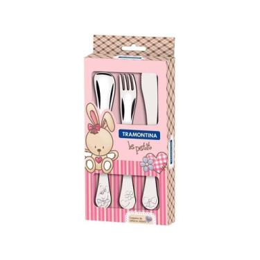 Imagem de Jogo de Talheres Infantil Tramontina Le Petit em Aço Inox 3 Peças, Pra