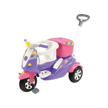 Imagem de Carrinho Triciclo de Passeio e Pedal Infantil Moto Uno Calesita Com Ca
