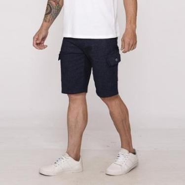 Imagem de Bermuda Masculina Cargo Sarja Elástica Bolsos Laterais Casual Confortável-Masculino