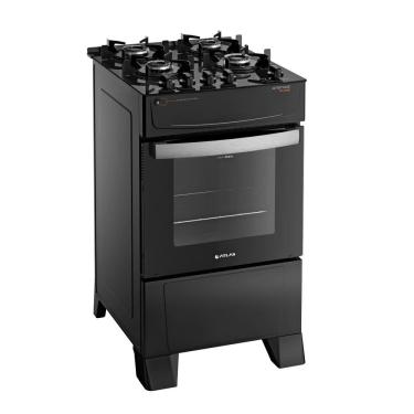 Imagem de Fogão 4 Bocas Atlas Atenas Glass Mesa de Vidro Preto Bivolt