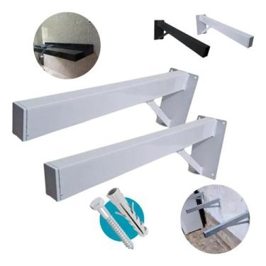 Imagem de Kit 4 Suportes Mão Francesa Pia Bancada 50cm Aço Reforçado Forte Cozin