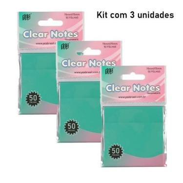 Imagem de Bloco Memo Autoadesivo Transparente em Pet  Clear Notes (kit com 3 uni