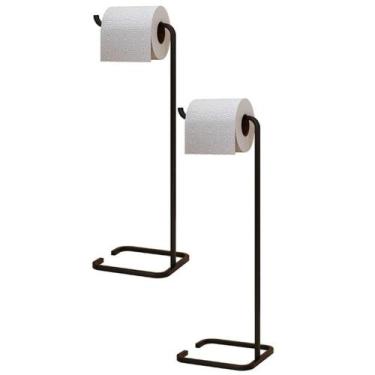 Imagem de Kit 2 Suportes Papeleira De Chão Para Banheiro Lavabo Preto - LYAM DEC